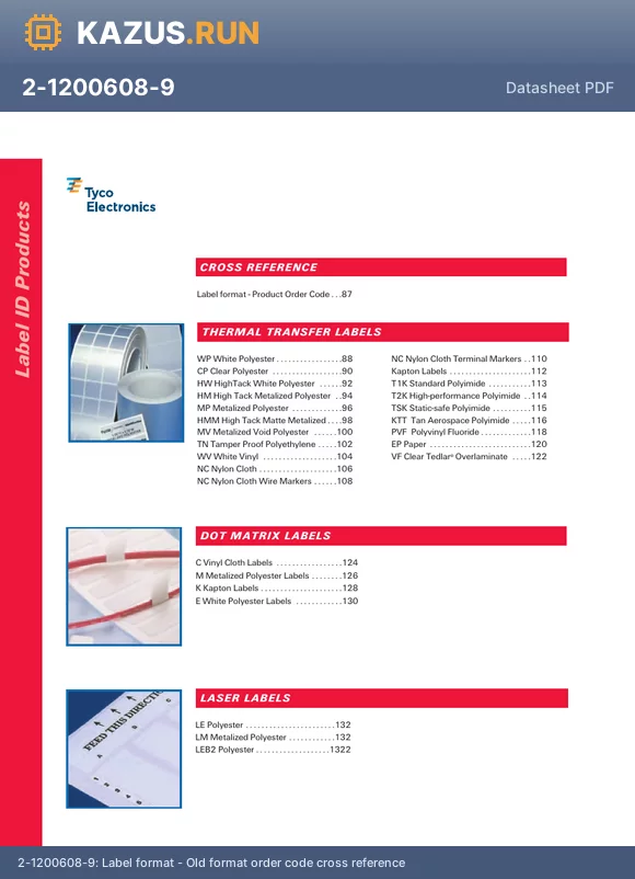 MV-445102-5-8A datasheet - Label format - Old format order code cross reference