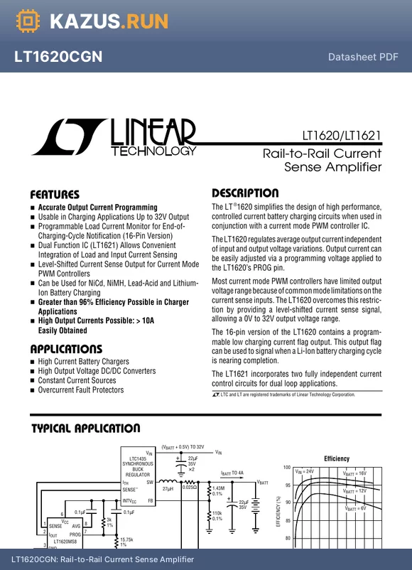 LT1620CGN datasheet - Rail-to-Rail Current Sense Amplifier