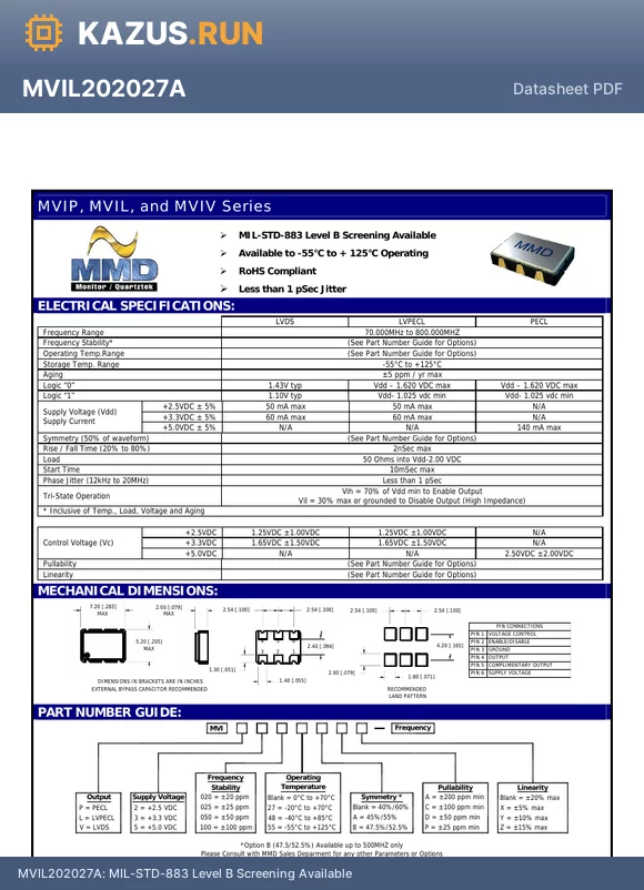 MVIP3020AX datasheet - MIL-STD-883 Level B Screening Available
