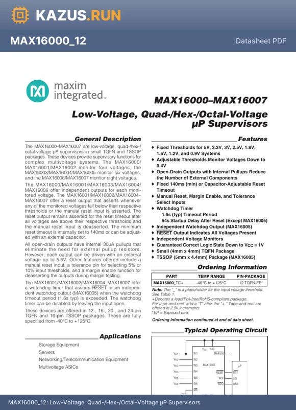 MAX16005_12 datasheet - Low-Voltage, Quad-/Hex-/Octal-Voltage lP Supervisors