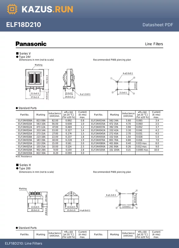 ELF18D270A datasheet - Line Filters