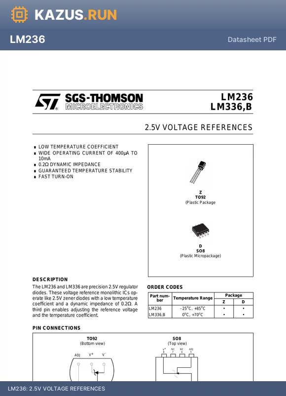 LM236 datasheet - 2.5V VOLTAGE REFERENCES