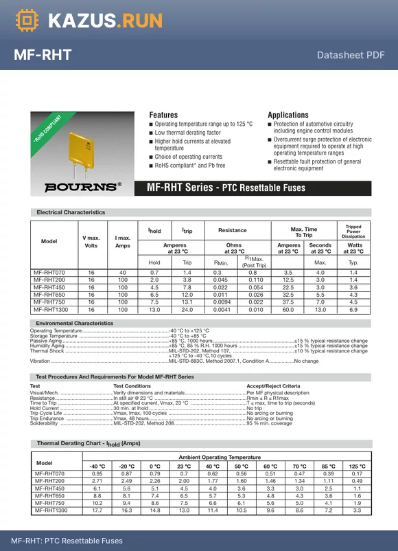 MF-RHT200 datasheet - PTC Resettable Fuses