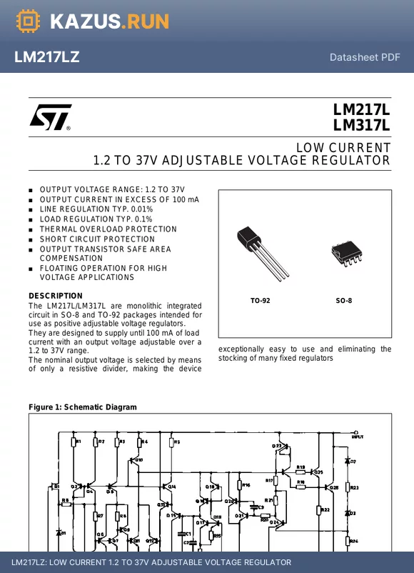 LM317LD datasheet - LOW CURRENT 1.2 TO 37V ADJUSTABLE VOLTAGE REGULATOR