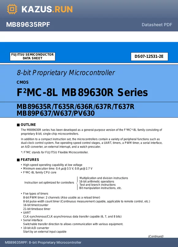 MB89636R datasheet - 8-bit Proprietary Microcontroller
