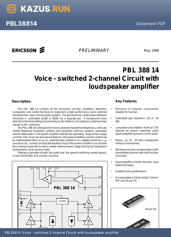 PBL388141N datasheet - Voice - switched 2-channel Circuit with loudspeaker amplifier