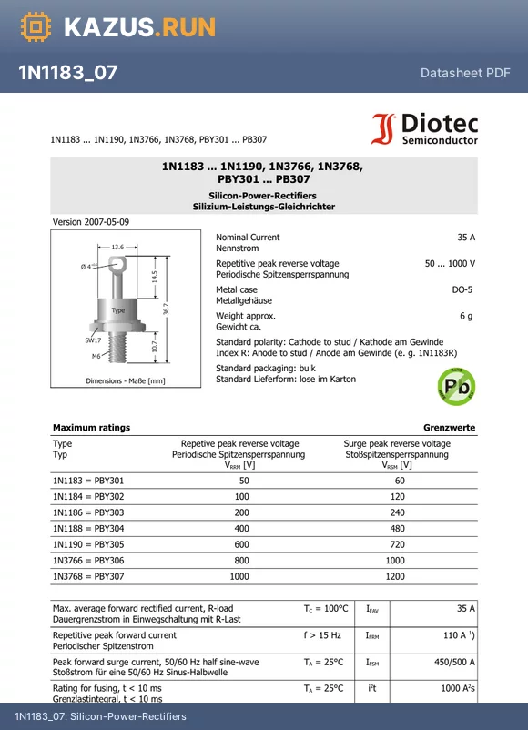 PBY305 datasheet - Silicon-Power-Rectifiers