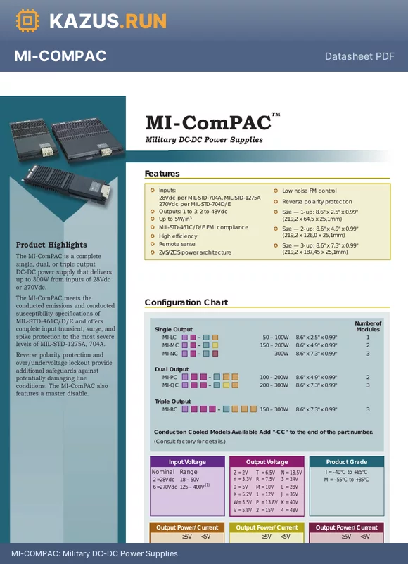 MI-QC2O2-IXY datasheet - Military DC-DC Power Supplies