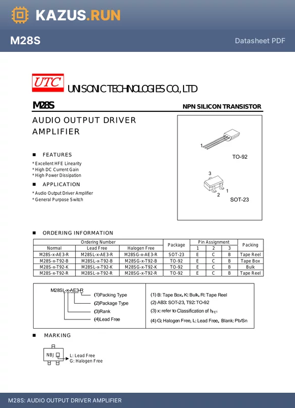 M28SL-X-AE3-R datasheet - AUDIO OUTPUT DRIVER AMPLIFIER