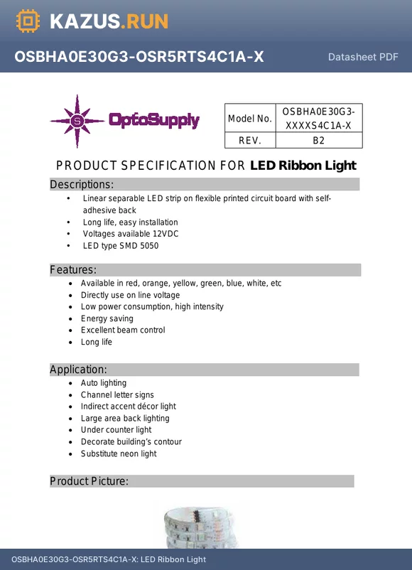 OSBHA0E30G3-OSW5DTS4C1A-X datasheet - LED Ribbon Light