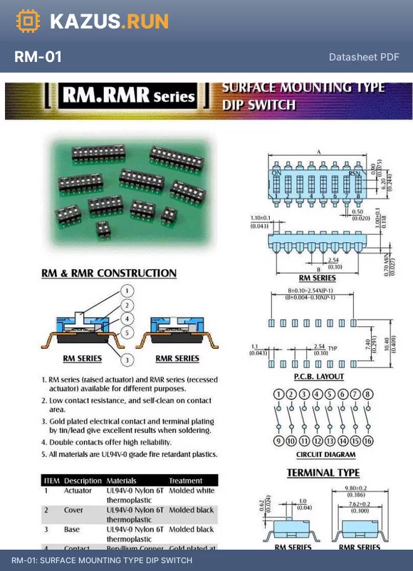 RM-03-R datasheet - SURFACE MOUNTING TYPE DIP SWITCH