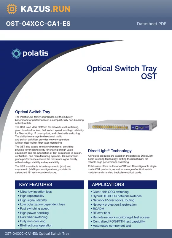OST-20XCC-CA1-MT datasheet - Optical Switch Tray