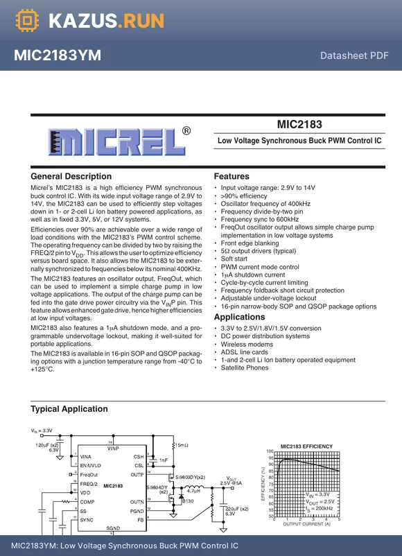 MIC2183YQS datasheet - Low Voltage Synchronous Buck PWM Control IC