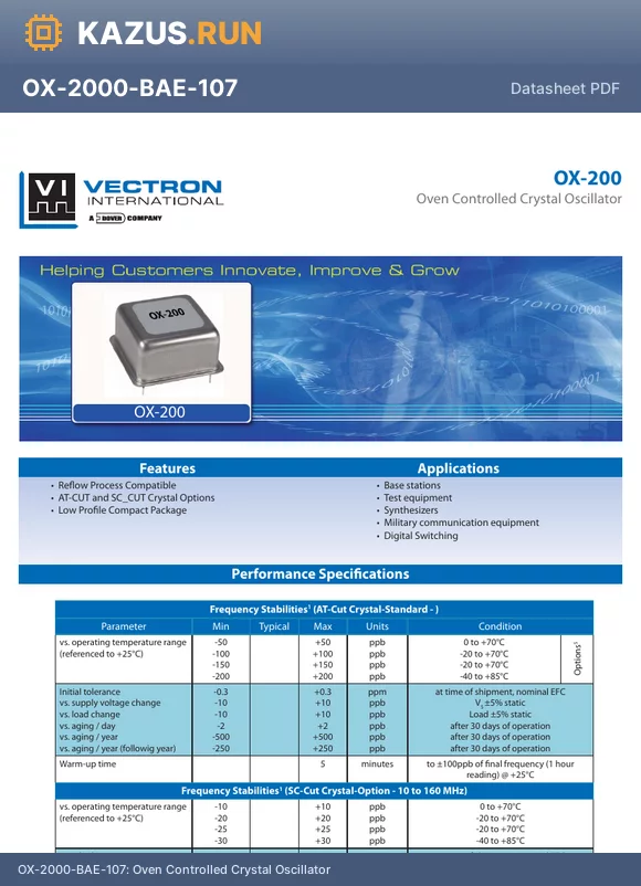 OX-2001-DAJ-258 datasheet - Oven Controlled Crystal Oscillator