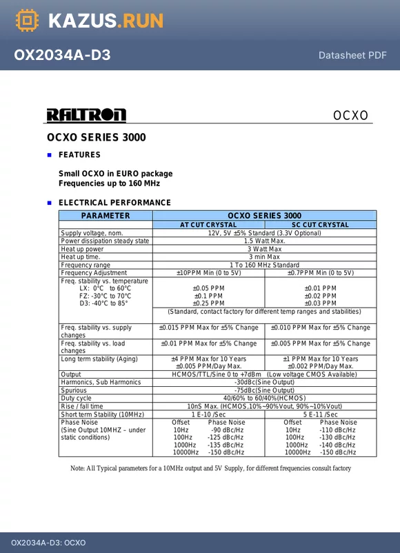 OX2039A-LX datasheet - OCXO