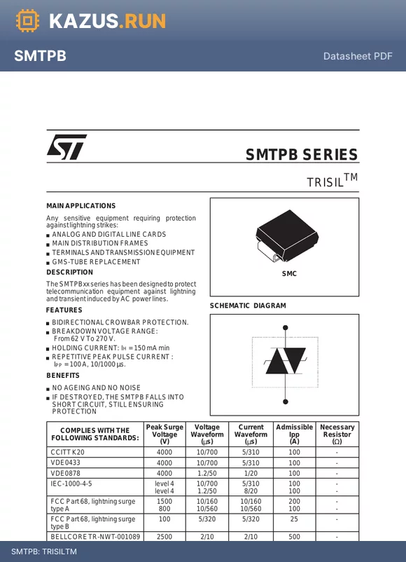 SMTPB166 datasheet - TRISILTM