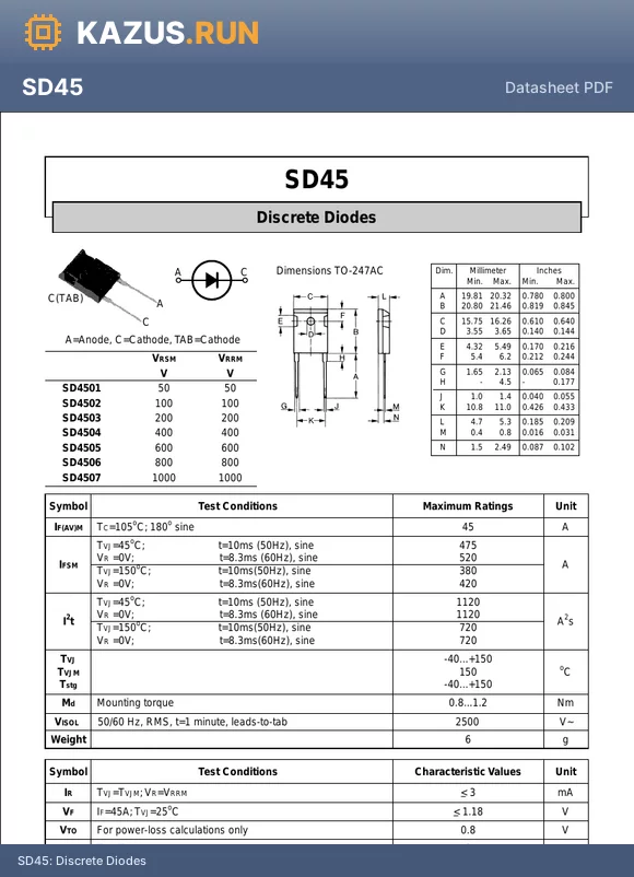 SD4506 datasheet - Discrete Diodes