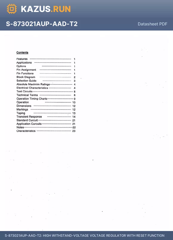 S-875037C datasheet - HIGH WITHSTAND-VOLTAGE VOLTAGE REGULATOR WITH RESET FUNCTION