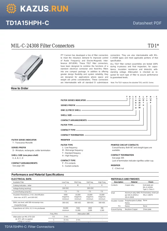 TD1A25LSM-C datasheet - Filter Connectors