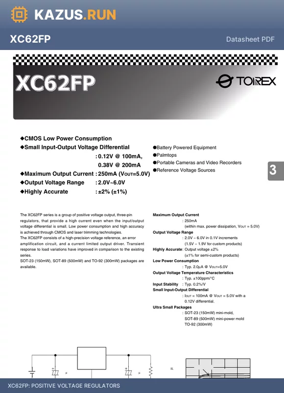 XC62FP5802PH datasheet - POSITIVE VOLTAGE REGULATORS