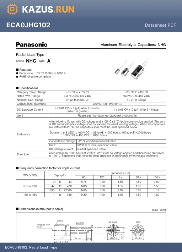 ECA1CHG682 datasheet - Radial Lead Type