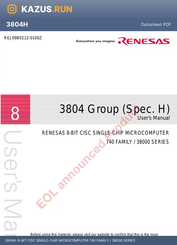 M38049FEHP datasheet - 8-BIT CISC SINGLE-CHIP MICROCOMPUTER 740 FAMILY / 38000 SERIES