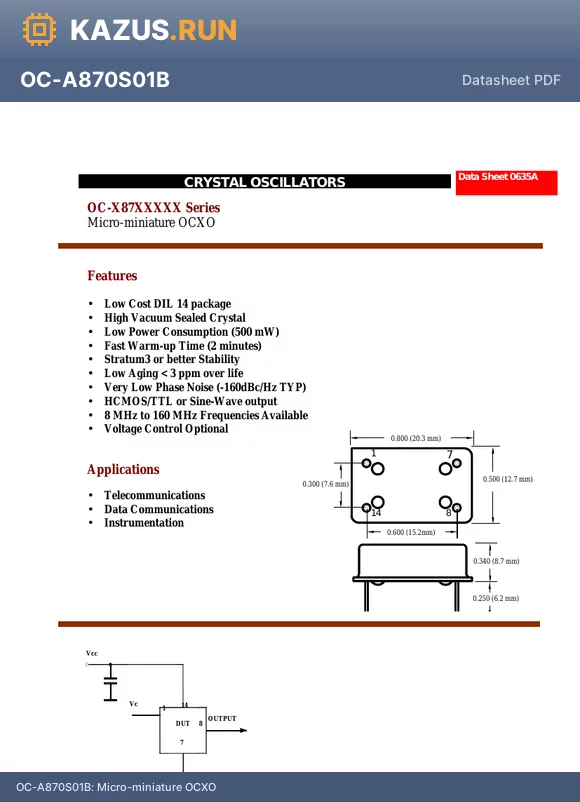 OC-A870S30C datasheet - Micro-miniature OCXO