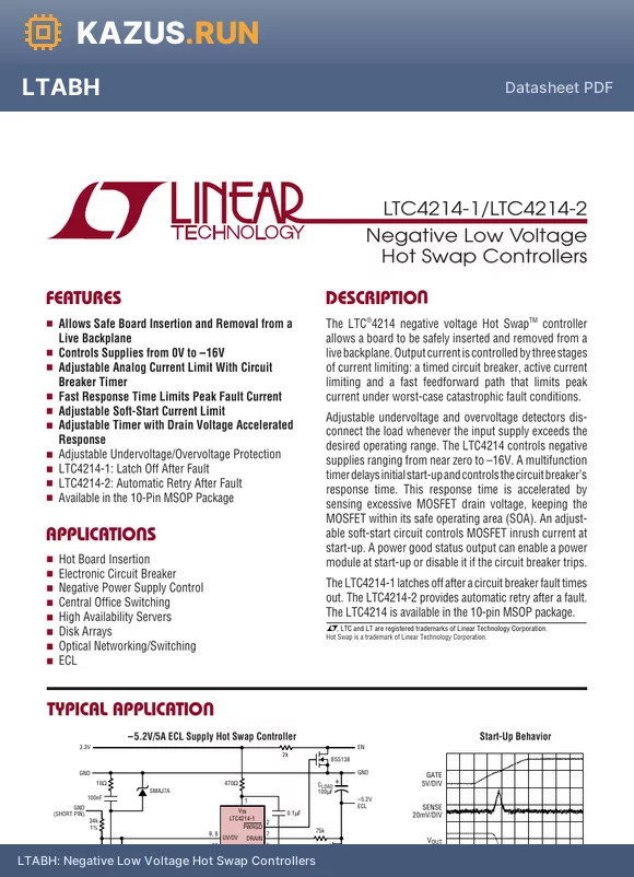 LTC4214-1CMS datasheet - Negative Low Voltage Hot Swap Controllers