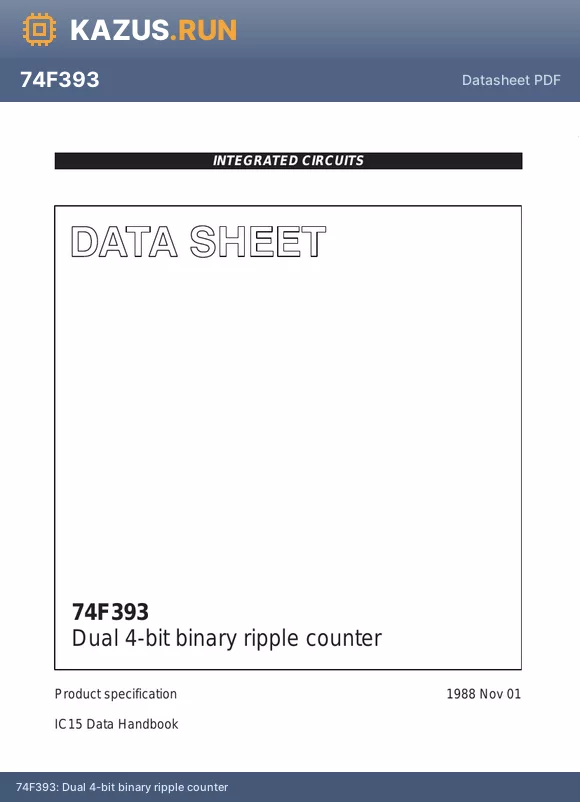 N74F393D datasheet - Dual 4-bit binary ripple counter