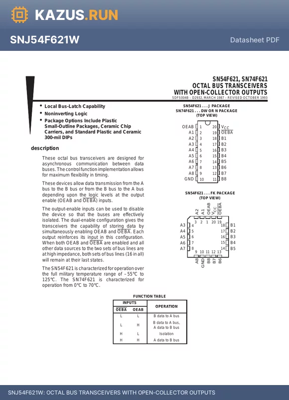 5962-9050602SA datasheet - OCTAL BUS TRANSCEIVERS WITH OPEN-COLLECTOR OUTPUTS
