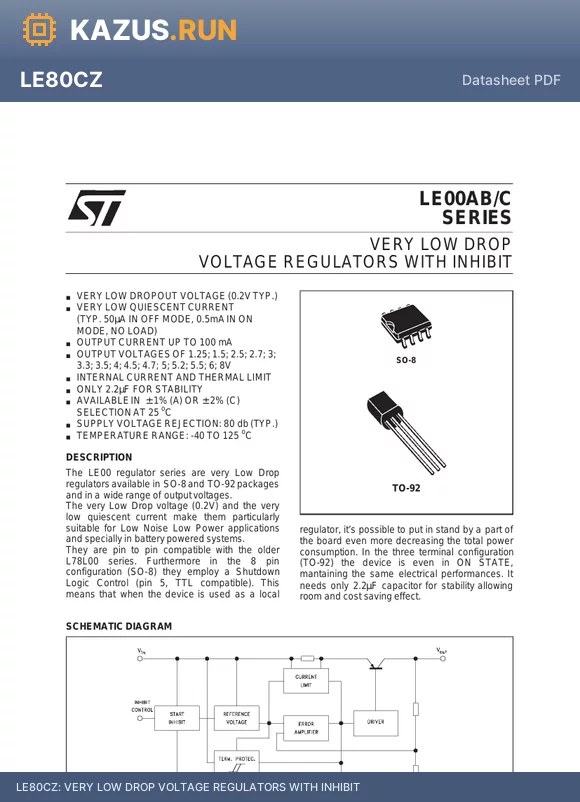 LE15ABD datasheet - VERY LOW DROP VOLTAGE REGULATORS WITH INHIBIT