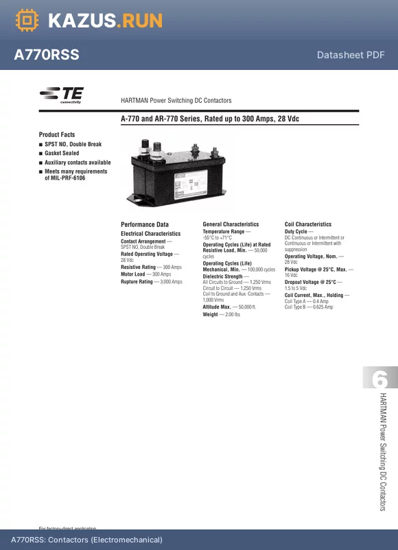 A770WF datasheet - 28V 1 Set Normally Open: 1A (SPST NO) Power Relays 