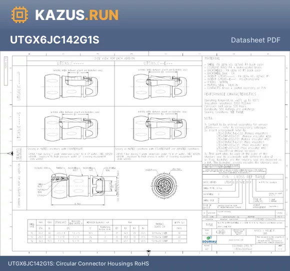 UTGX6JC142G1S datasheet - Circular Connector Housings RoHS