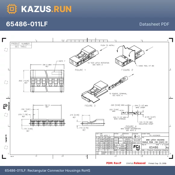 65486-005LF datasheet - Rectangular Connector Housings RoHS