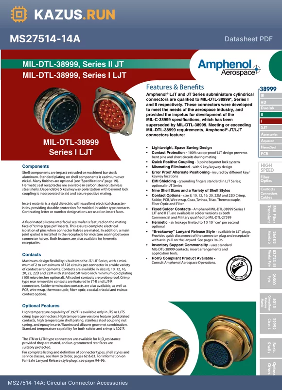 JT08RE-12-22SC(101)(LC) datasheet - Circular Connector Housings RoHS