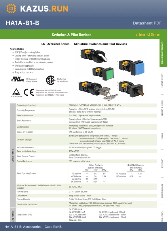 HA1A-R1-R datasheet - Accessories - Caps RoHS
