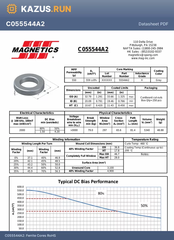 C055544A2 datasheet - Ferrite Cores RoHS