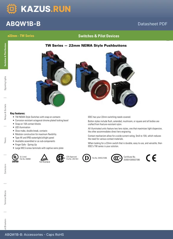 ABW431-R datasheet - Pushbutton Switches RoHS