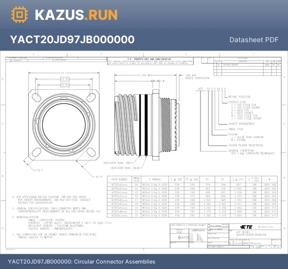 YACT20MH55SA000000 datasheet - Circular Connector Assemblies RoHS
