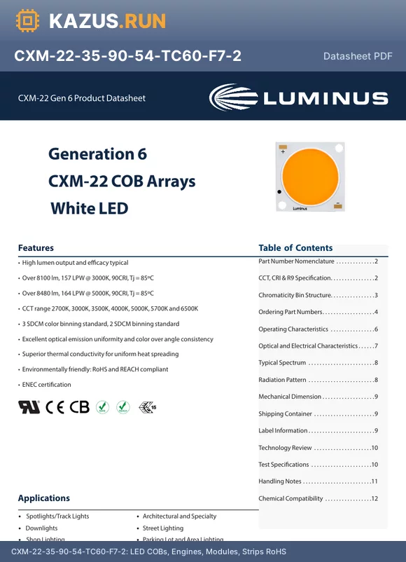 CXM-22-30-70-54-TC60-F7-2 datasheet - LED COBs, Engines, Modules, Strips RoHS