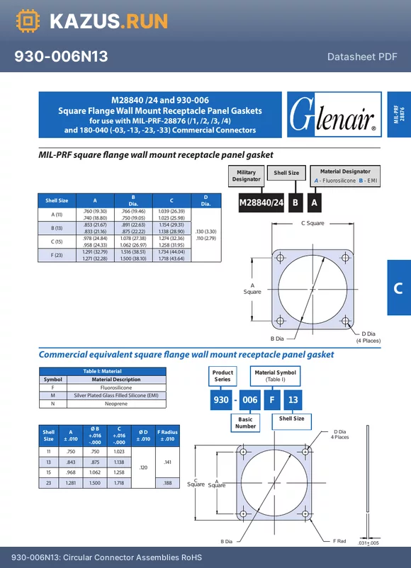 930-006F23 datasheet - Circular Connector Assemblies RoHS