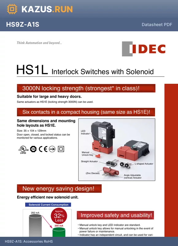 HS1L-R44KMSRM-R datasheet - Interlock Switches RoHS