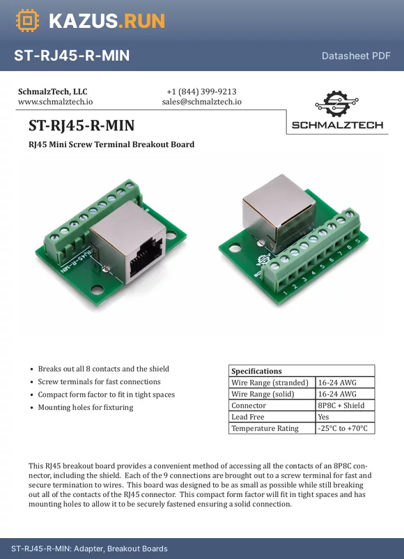 ST-RJ45-R-MIN datasheet - Adapter, Breakout Boards 