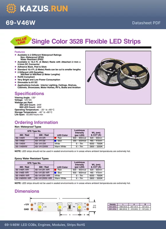 69-V412R datasheet - LED COBs, Engines, Modules, Strips RoHS